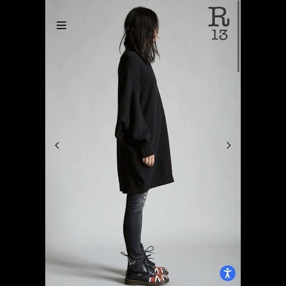 R13 Grunge Sweatshirt Dress - Washed Black. Size medium - Picture 3 of 13